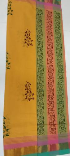 PL Salem Sarees Hand Block Printed Saree